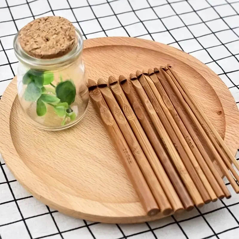 Bamboo crochet hook 12 pcs set, 3-10mm