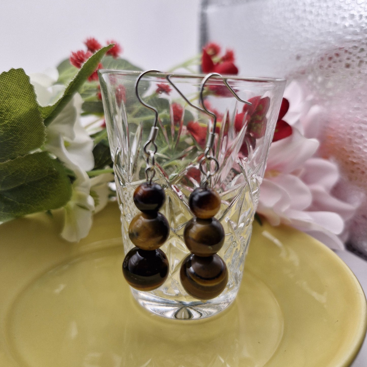 TIGER - tiger's eye stone earrings