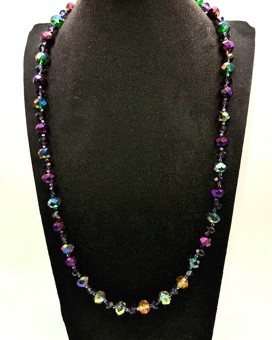 FASETTI Lasikaulakoru 51cm - Fasettihiottu Kristalli Käsinsolmittu