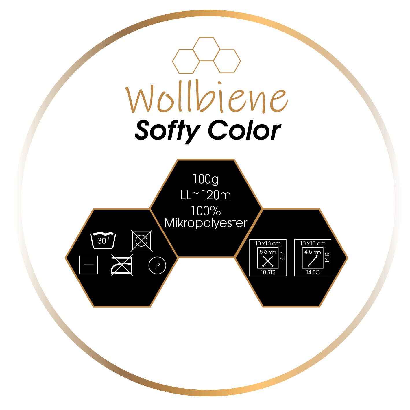 Wollbiene Softy Color Chenille Wool 100g 114 valkoinen-sininen-keltainen