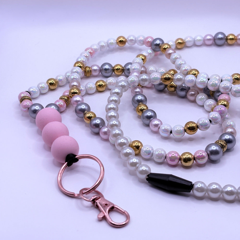 Avainnauha olan yli, vaalea-kulta-pinkki 160 cm