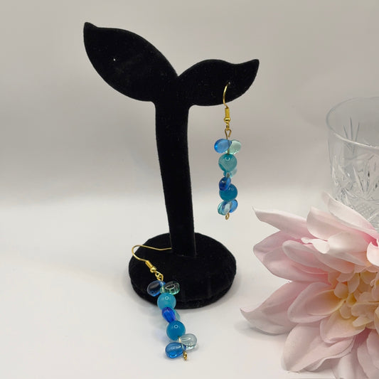 PISARAT - Siniset Korvakorut Akaatti & Lasipisarat