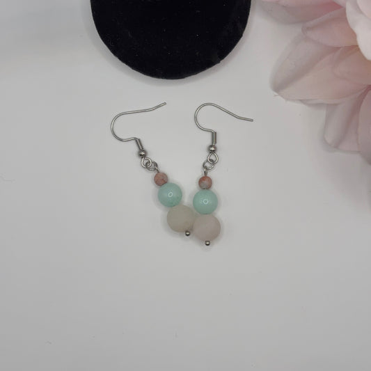 KEVEYS - korvakorut Aventuriini, Pink Zepra & Jasper -kivistä