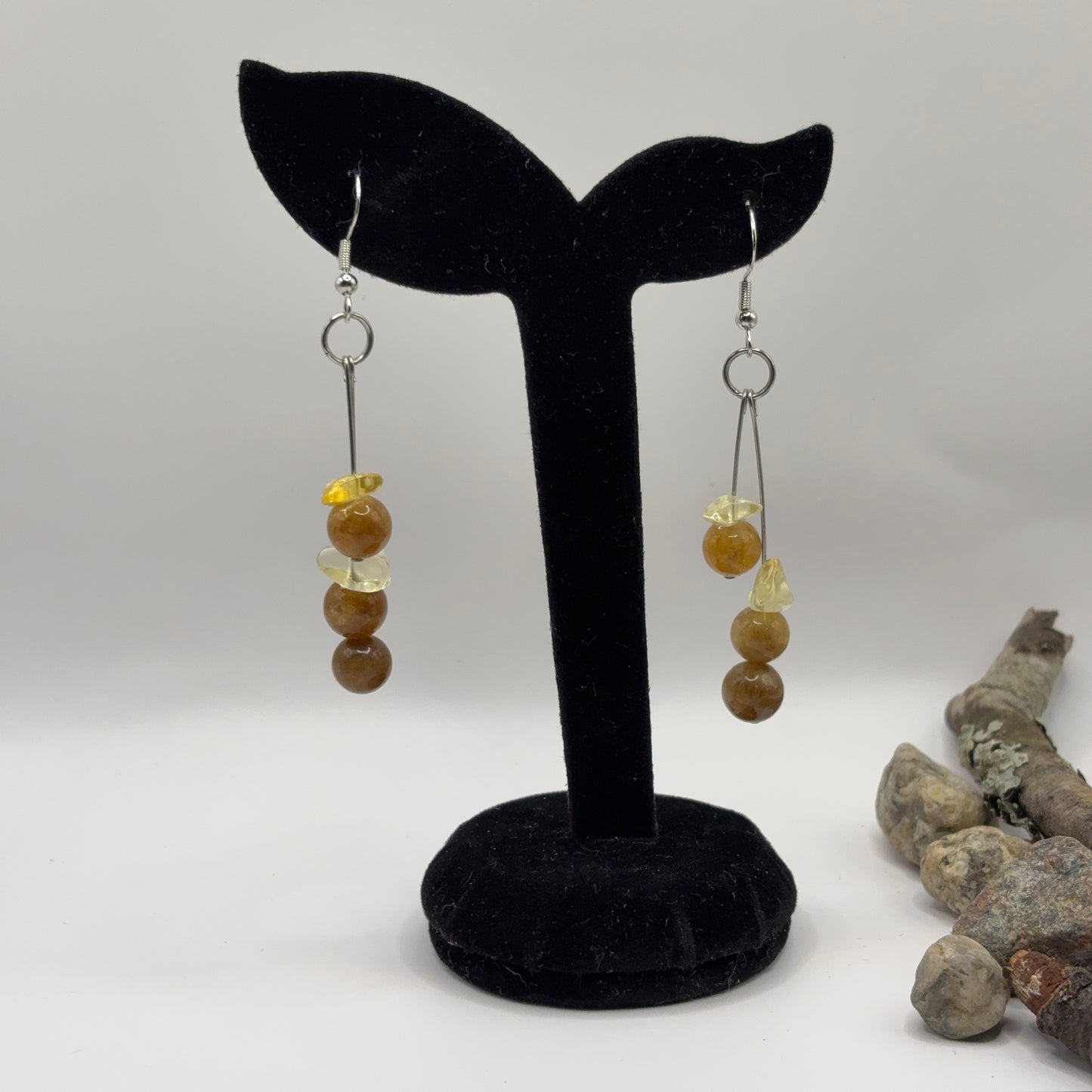 JADE & RHINESTONES Earrings 7cm - Harmony in Sterling Silver