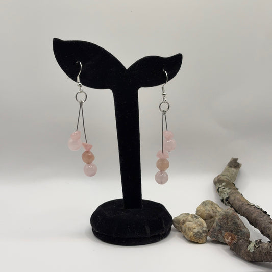 RUUSUKVARTSI Korvakorut - Ruusukvartsi 8cm