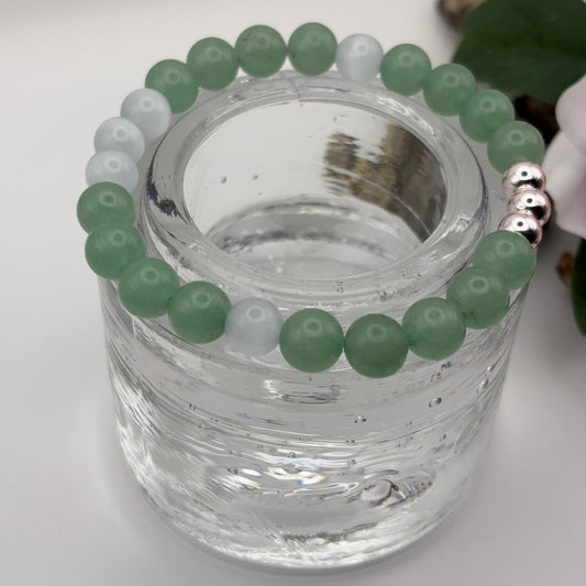 AVENTURIINI GREEN - Vihreä Onnen Rannekoru 17-18cm Kissansilmä & Hematiitti