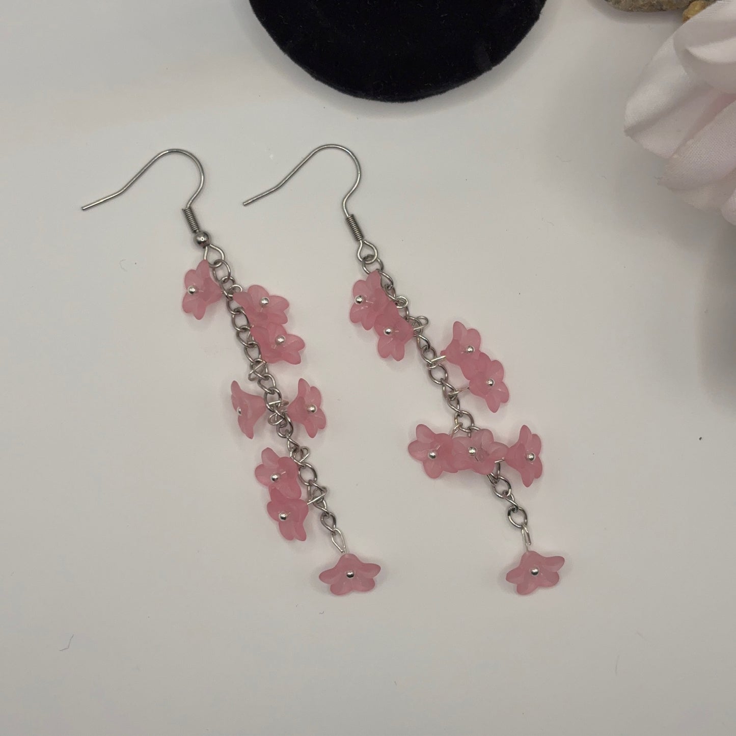 PINK FLOWERS Earrings - Acrylic 8cm