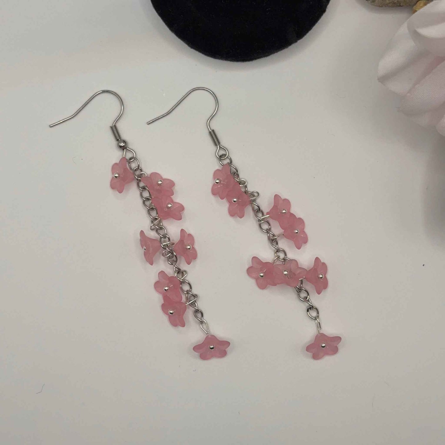 PINK FLOWERS Korvakorut - Akryyli 8cm