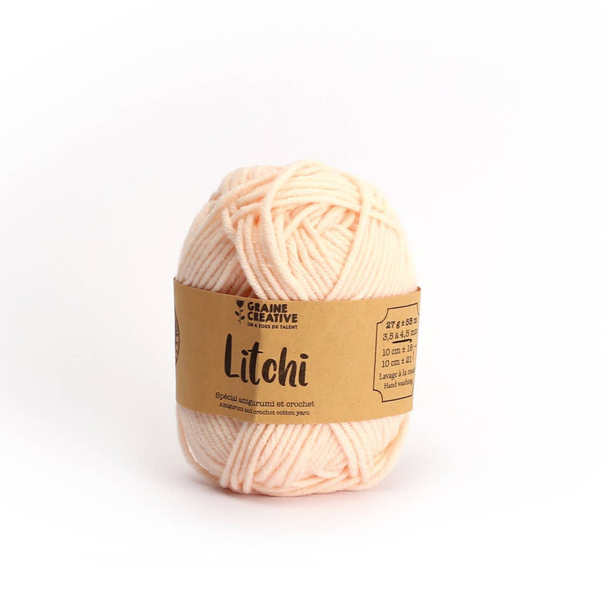 Graine Créative Vaaleanpunainen Puuvillalanka 27g n. 55m - Amigurumi Litsi