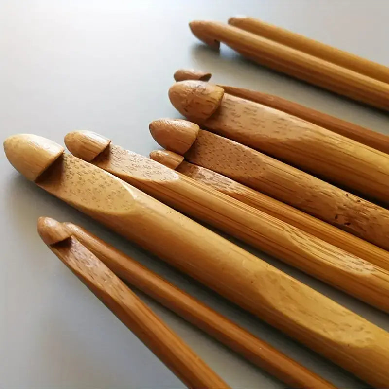 Bamboo crochet hook 12 pcs set, 3-10mm