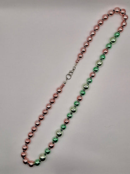 HEHKU - necklace made of light pink and green Hematite stone 52cm