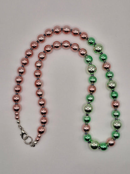 HEHKU - necklace made of light pink and green Hematite stone 52cm