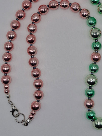 HEHKU - necklace made of light pink and green Hematite stone 52cm