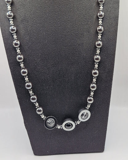 DARK - kaulakoru hematiitti kivestä 56cm