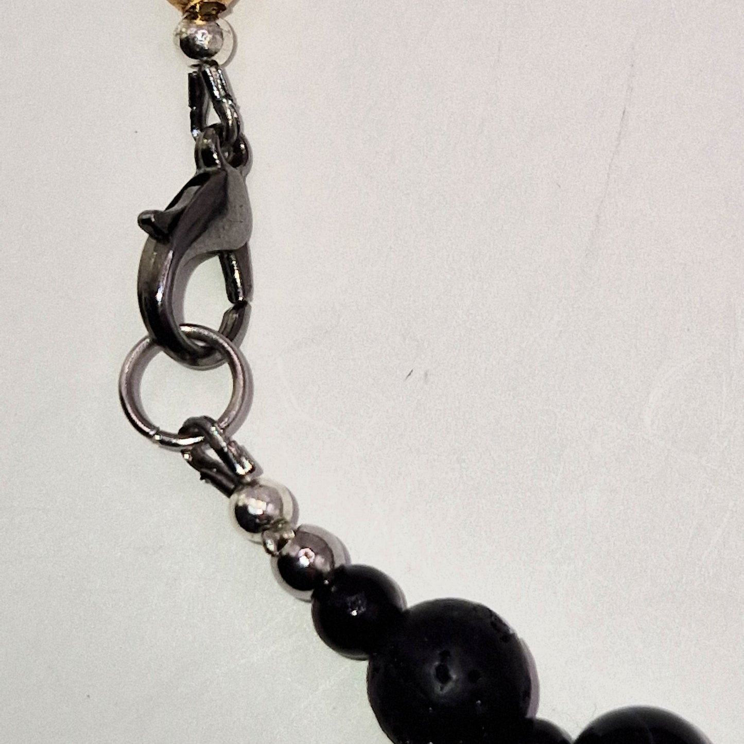 POWER OF THE VOLCANO Stone Necklace with Cross 57cm