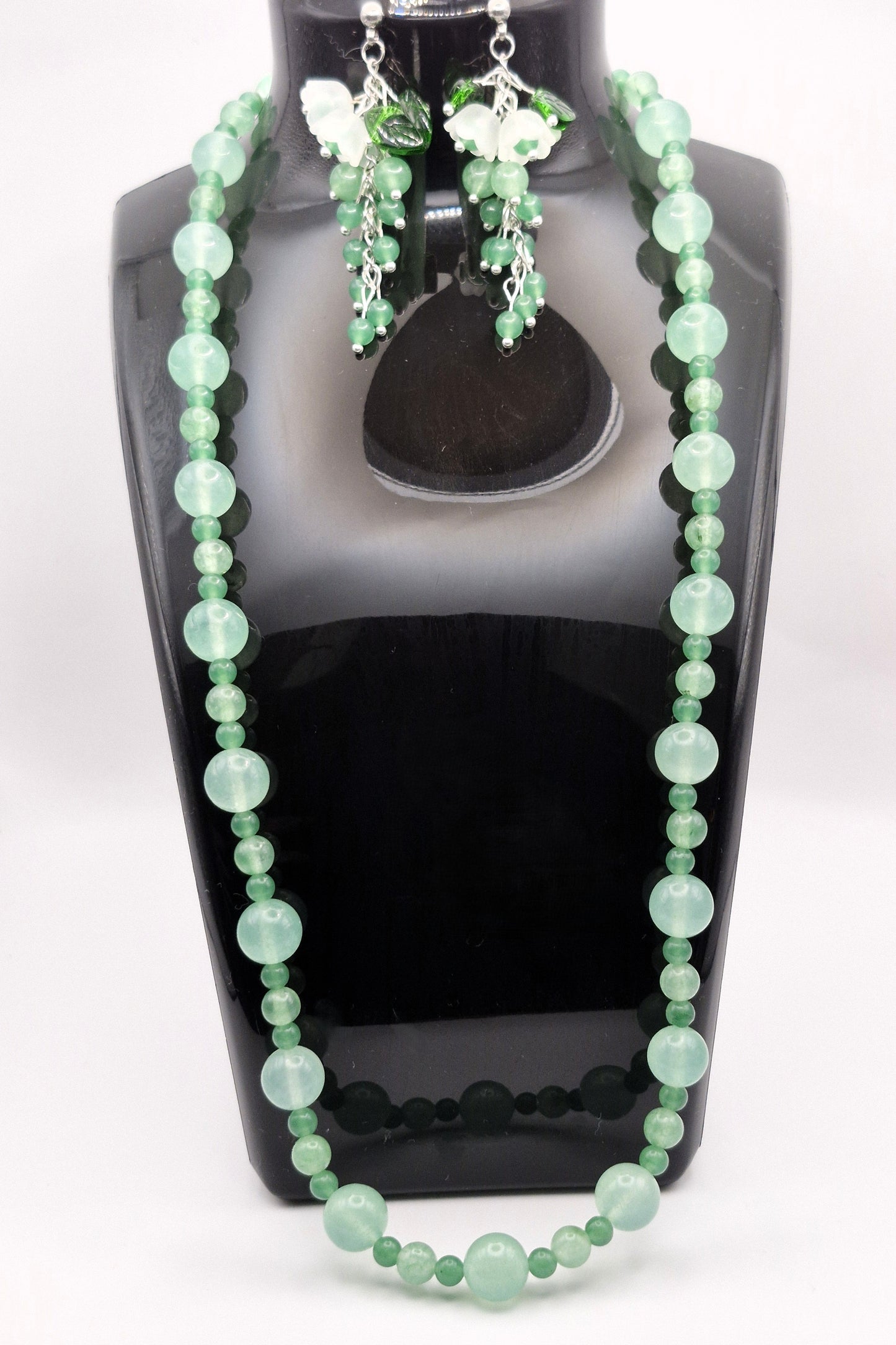 GREEN Jewelry Set - Aventurine &amp; Hematite Necklace + Earrings