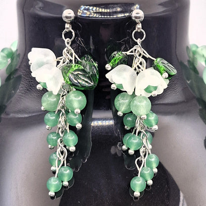 GREEN Vihreä Korusetti - Aventuriini & Hemaatti Kaulakoru + Korvakorut