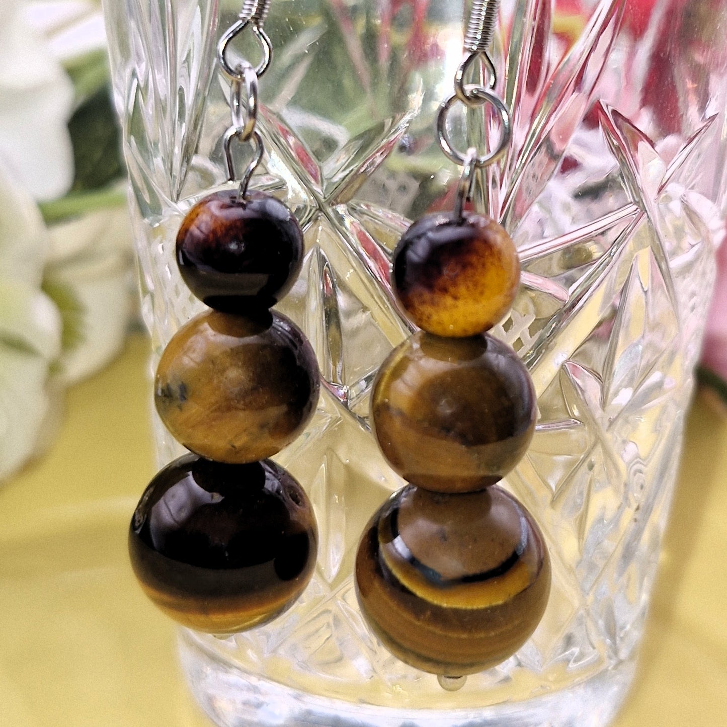 TIGER - tiger's eye stone earrings