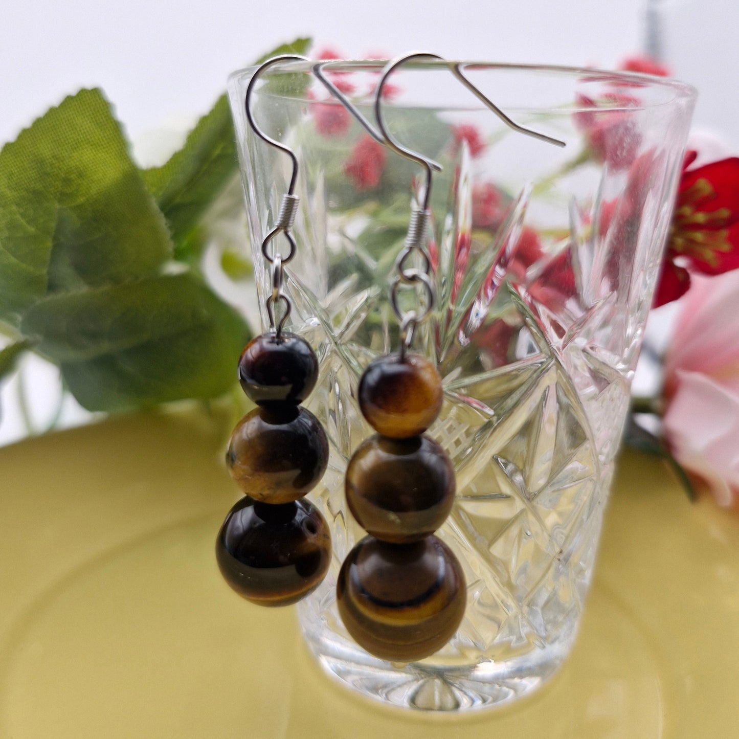 TIGER - tiger's eye stone earrings