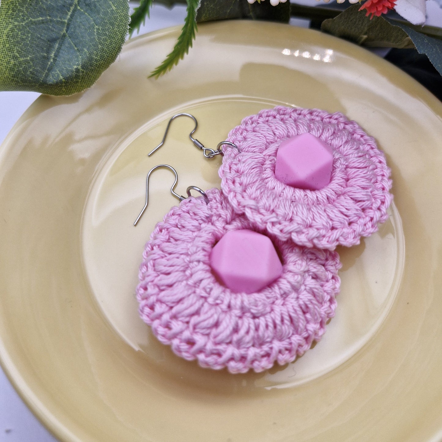 HATTARA PINK Crochet Earrings