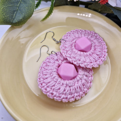 HATTARA ROSA Virkade Örhängen