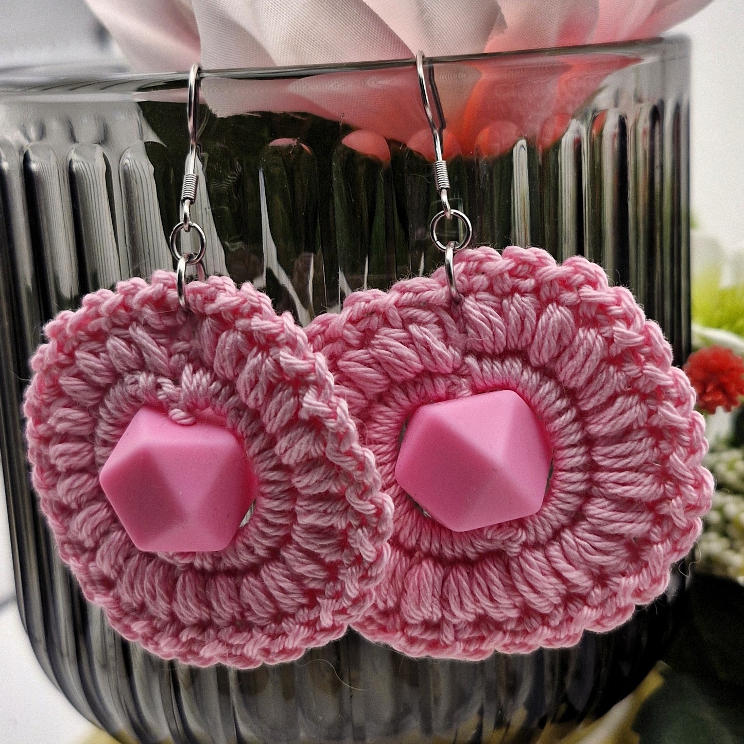 HATTARA PINK Crochet Earrings