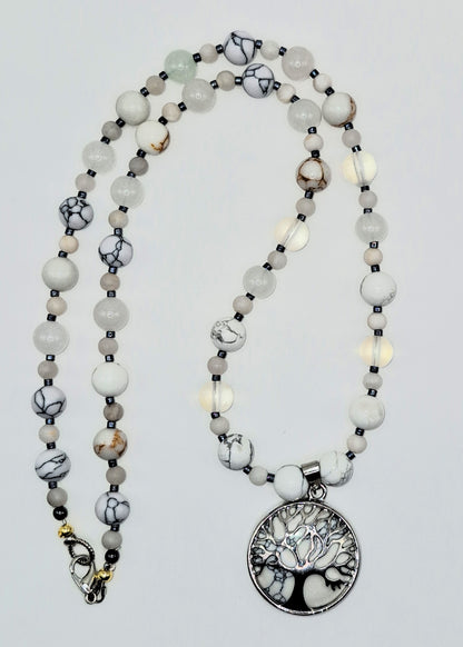TREE OF LIFE Necklace - White Howlite 55cm Handmade