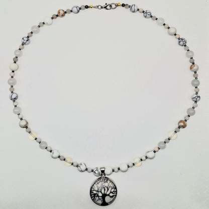 TREE OF LIFE Necklace - White Howlite 55cm Handmade