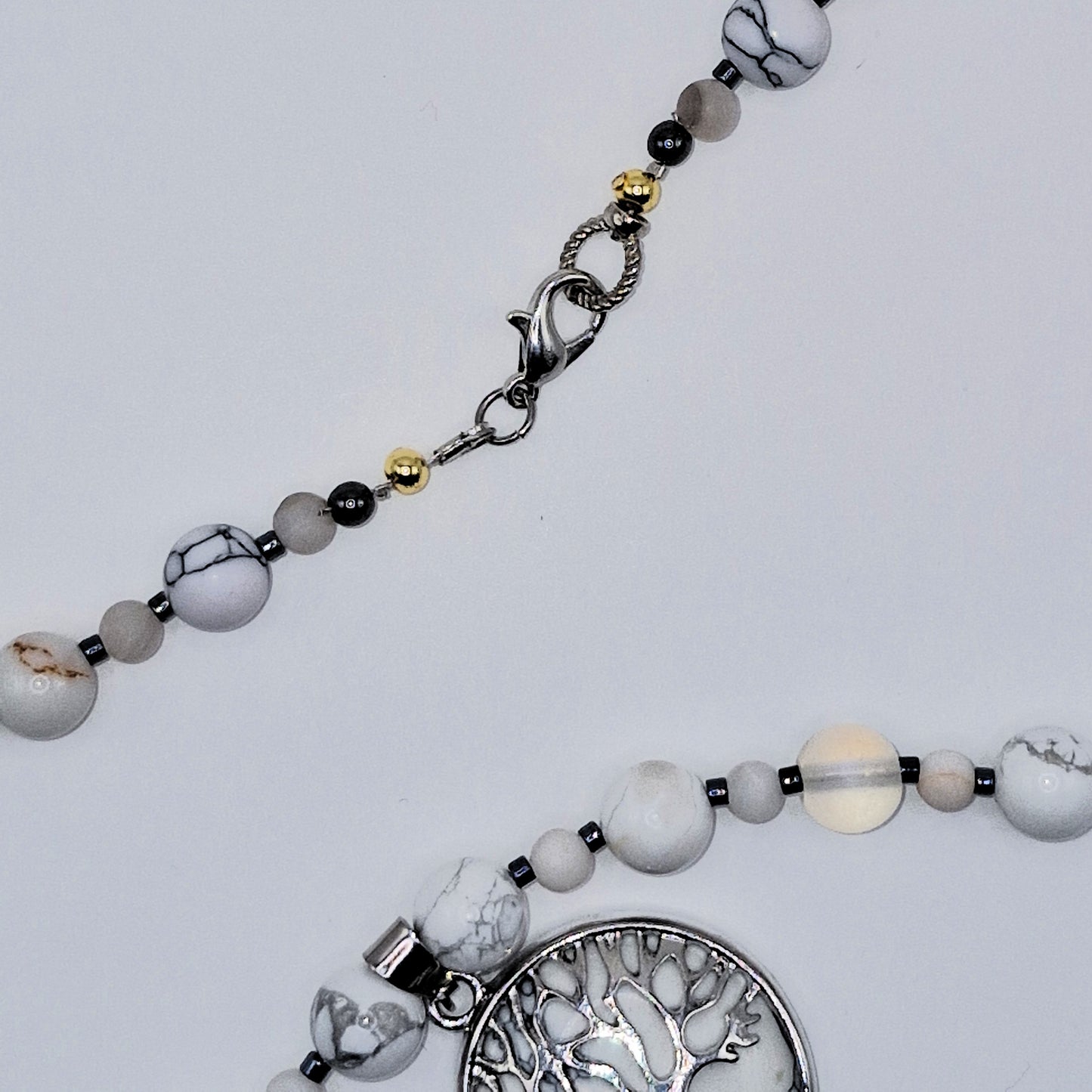TREE OF LIFE Necklace - White Howlite 55cm Handmade