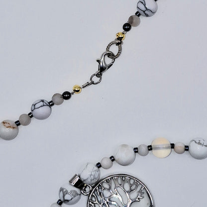 TREE OF LIFE Necklace - White Howlite 55cm Handmade