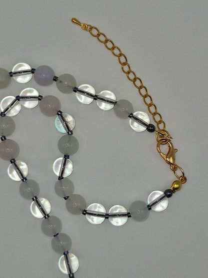 HEART - kaulakoru vuorikristallista ja Hematiitti kivestä 45cm