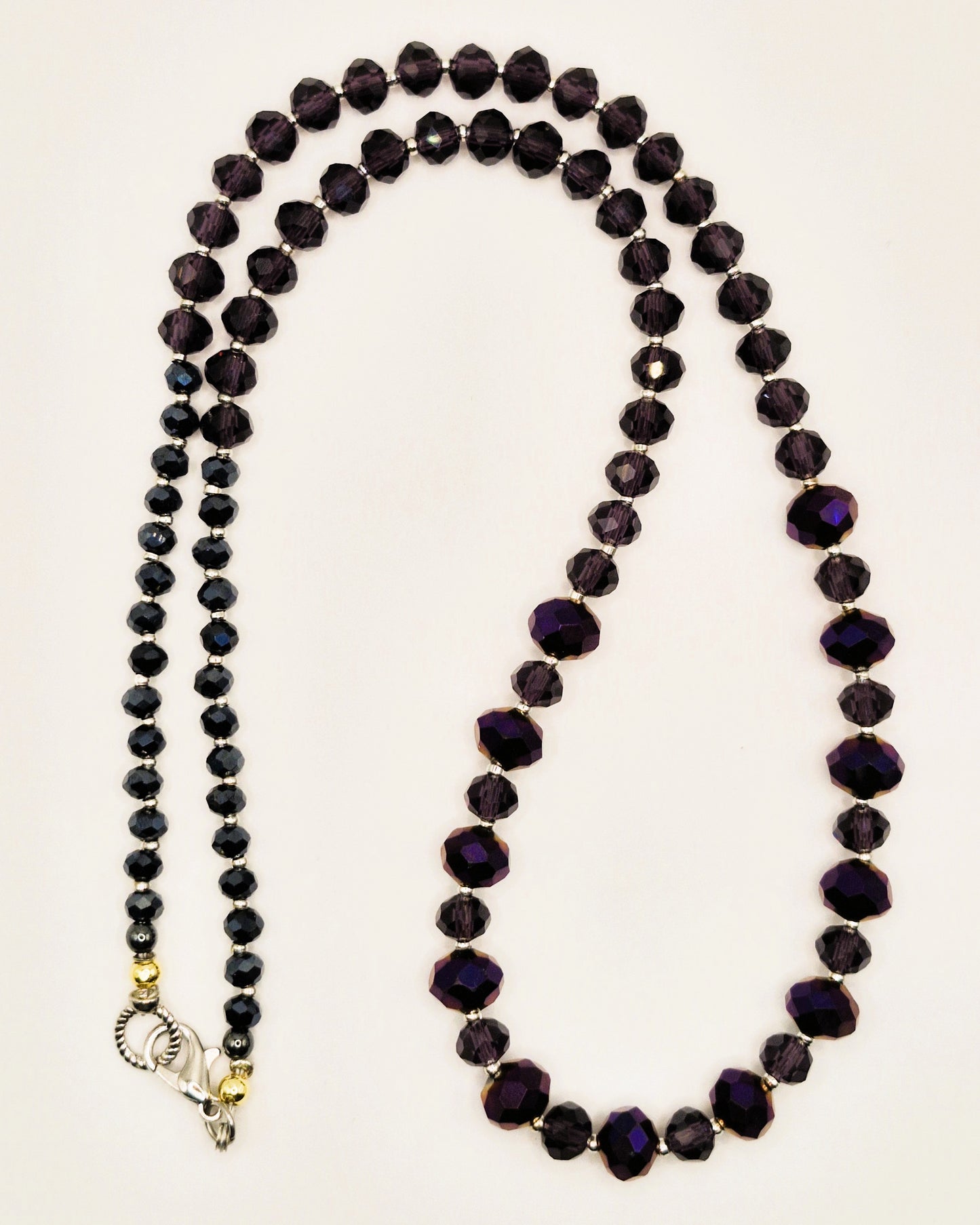 FASETTI Glass Necklace - Faceted Crystal 54cm Hand knotted