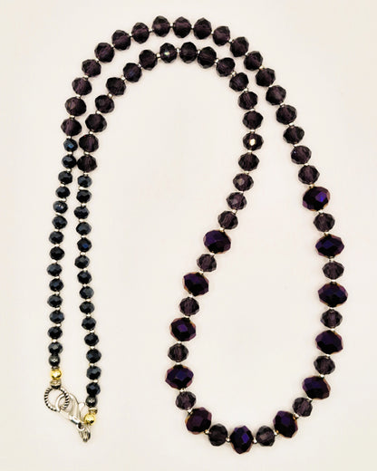 FASETTI Lasikaulakoru - Fasettihiottu Kristalli 54cm Käsinsolmittu