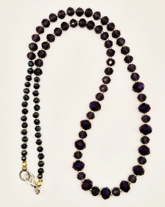 FASETTI Glass Necklace - Faceted Crystal 54cm Hand knotted