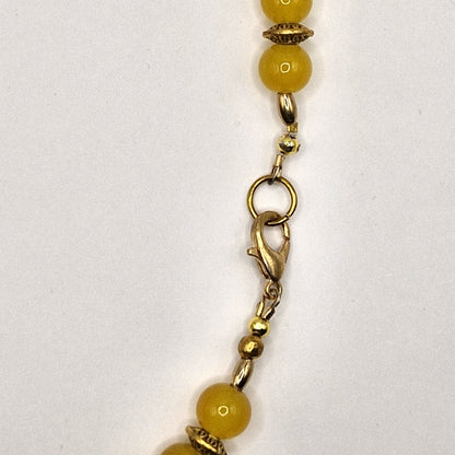 YELLOW Keltainen Kaulakoru Lasihelmistä 49cm - Käsinsolmittu Eleganssi