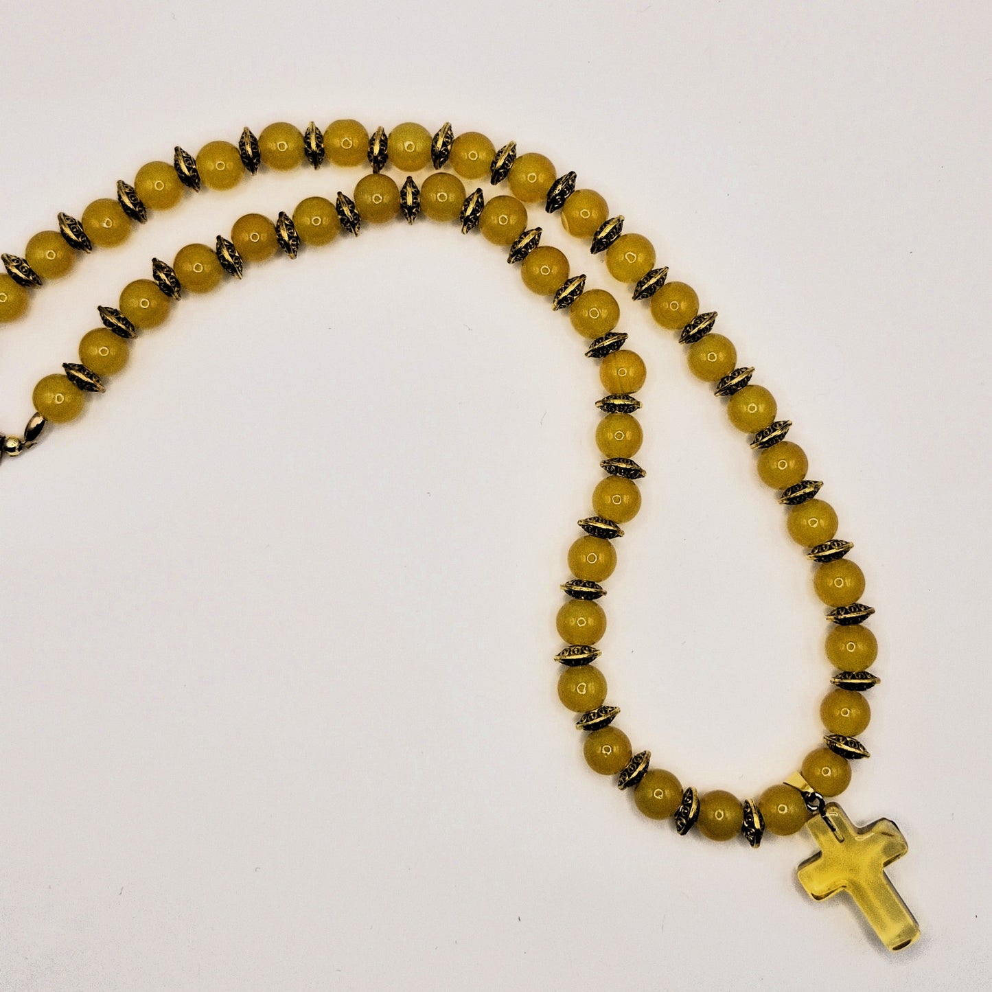 YELLOW Keltainen Kaulakoru Lasihelmistä 49cm - Käsinsolmittu Eleganssi