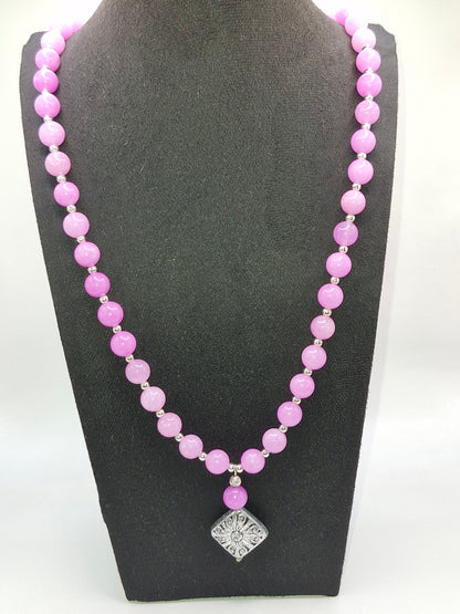HEMPEYS - pink necklace made of Amethyst stone 60cm