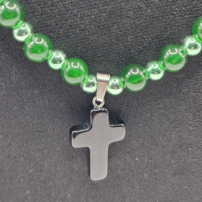 GREEN - kaulakoru lasihelmistä 57cm