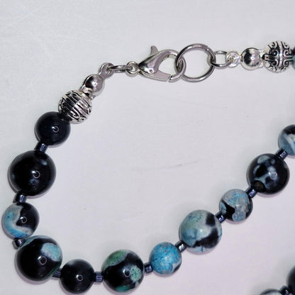 Agatstenhalsband med kors 44cm - Balanserad andlighet Stenkvarts 30g