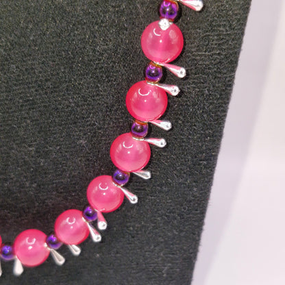 PUNAHERUKKA Punainen Kaulakoru Lasihelmistä 51cm - 