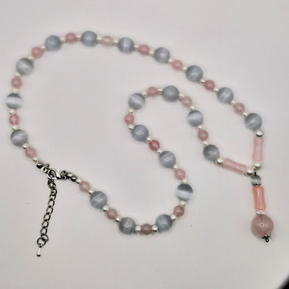 HAPPY - pink stone necklace 52cm