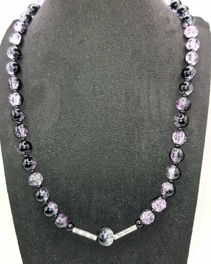 LILA Violetti Lasikaulakoru 44cm - Säädettävä Pituus + 5cm Lisäketju