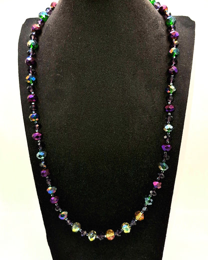 FASETTI Lasikaulakoru 51cm - Fasettihiottu Kristalli Käsinsolmittu