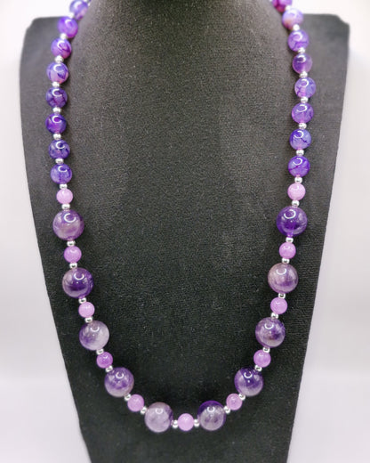 PURPLE LACE Necklace - Agate 50cm Handmade Elegance