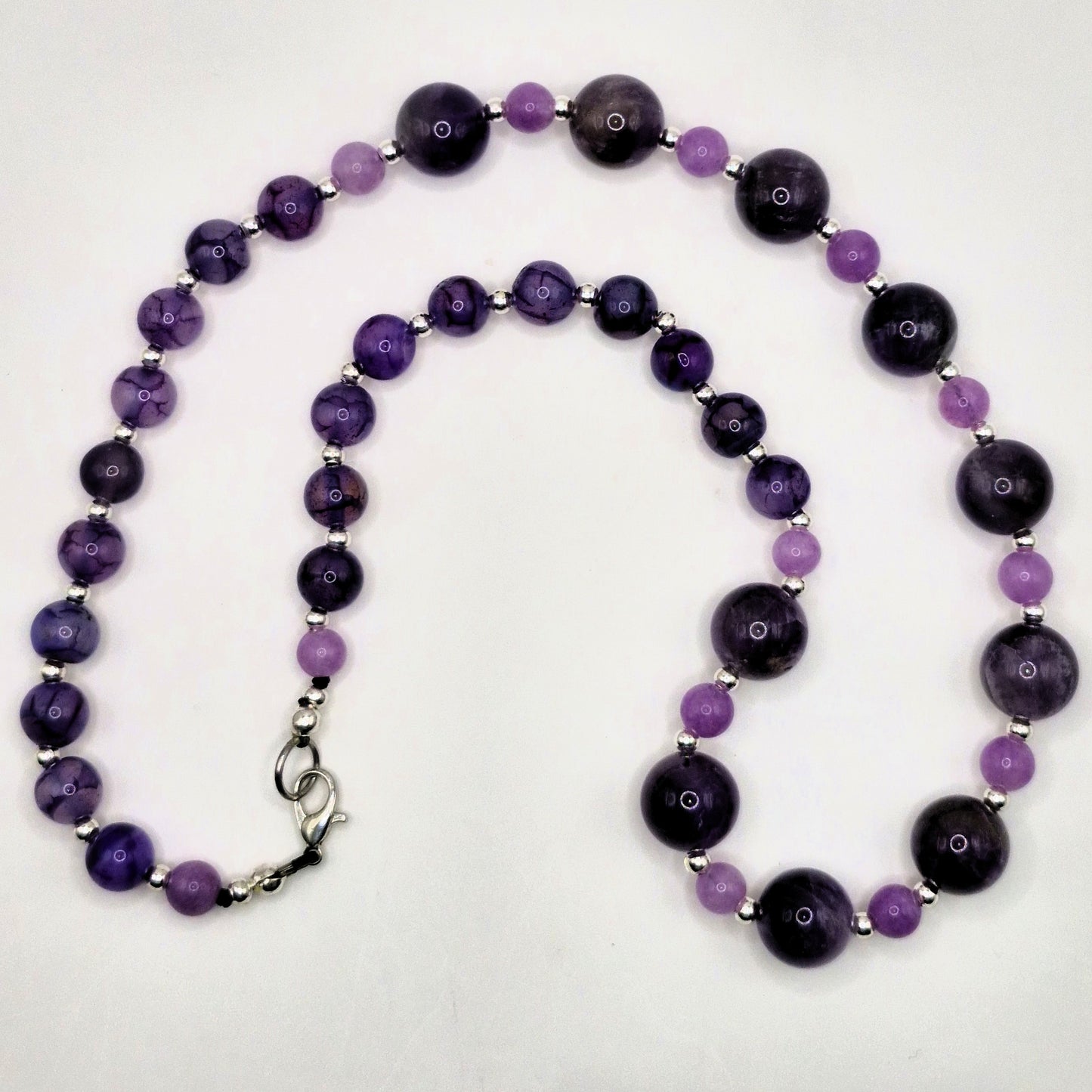 PURPLE LACE Necklace - Agate 50cm Handmade Elegance