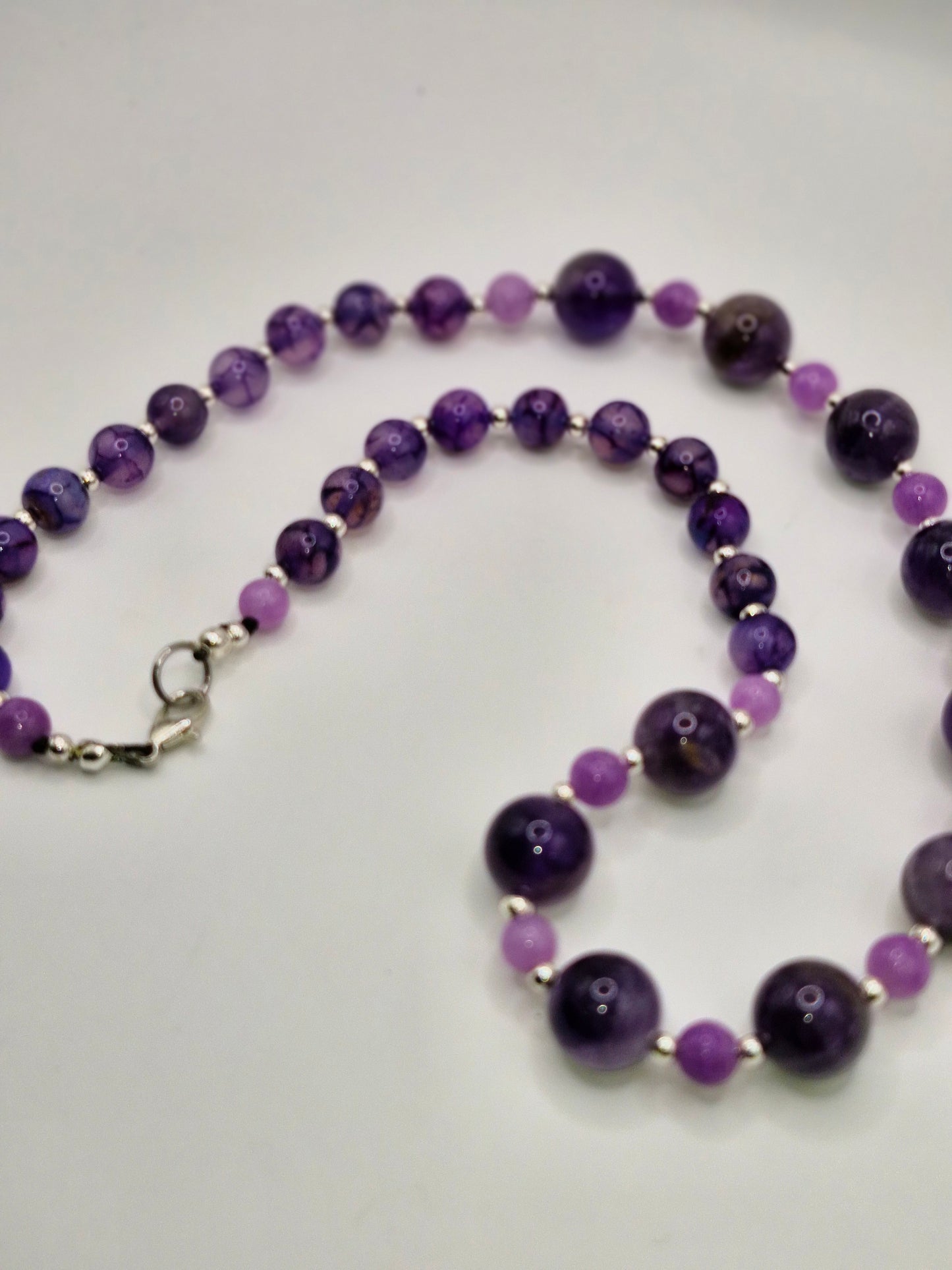 PURPLE LACE Necklace - Agate 50cm Handmade Elegance