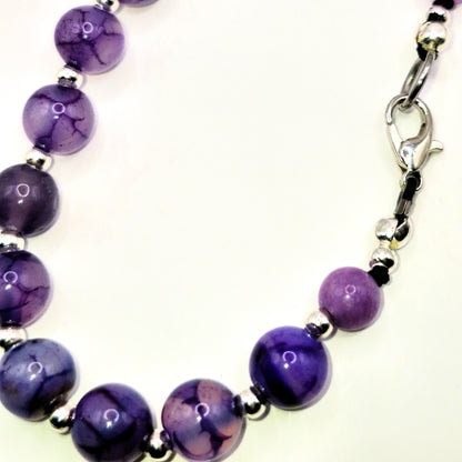 PURPLE LACE Necklace - Agate 50cm Handmade Elegance