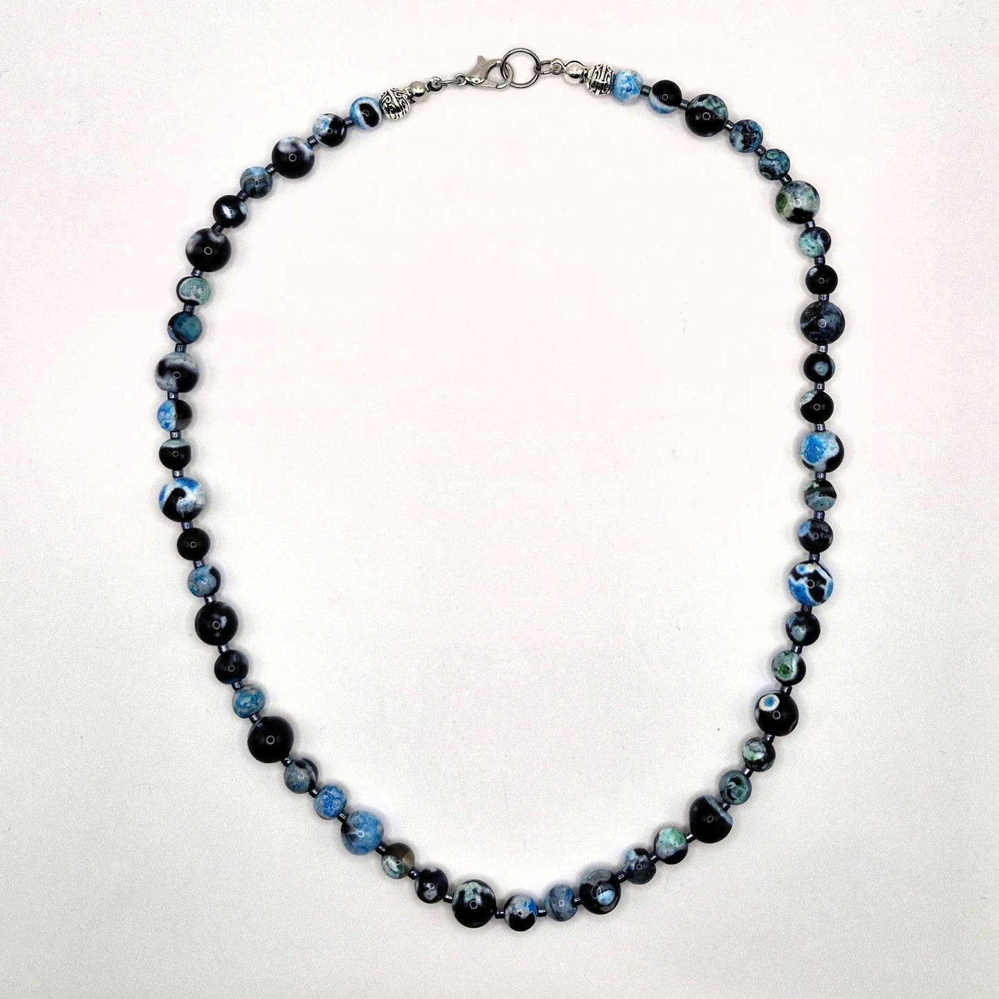 AGATE Necklace 44cm - Hand-Knotted Power Stone for Balance