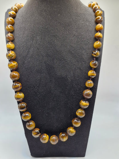 TIGER - hand-knotted necklace from Tiger's Eye 65cm