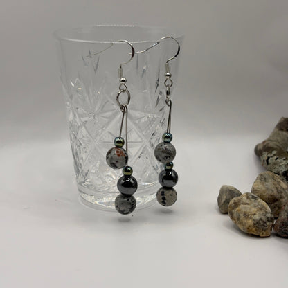 DALMATIAN Korvakorut - Dalmatian Jaspis & Hematiitti 7cm